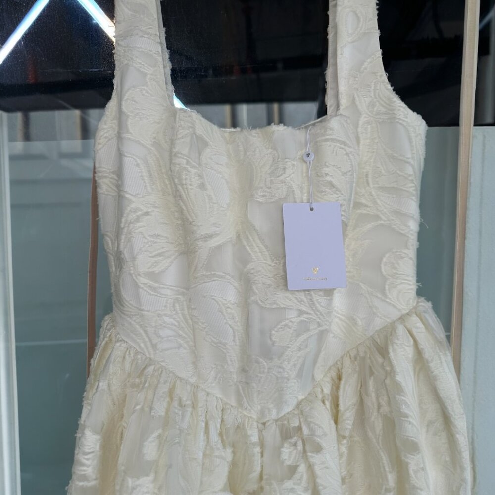 NWT Lulus Corsen Ivory Floral Jacquard Corset A-Line Maxi Dress - Picture 6 of 8